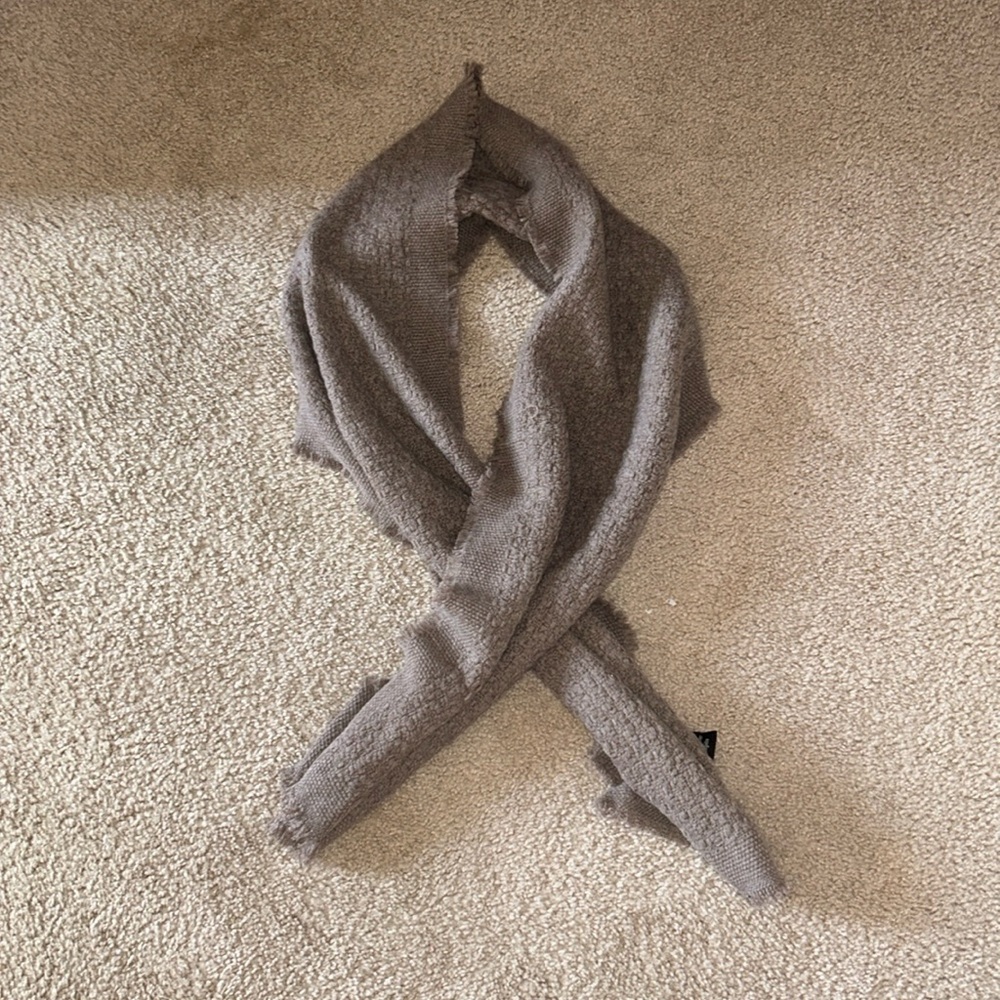 A&R Cashmere Wool Blend Scarf Taupe Neutral Basket Weave Soft Winter Unisex